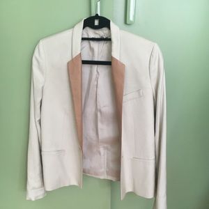 Vince beige blazer with leather collar size 8